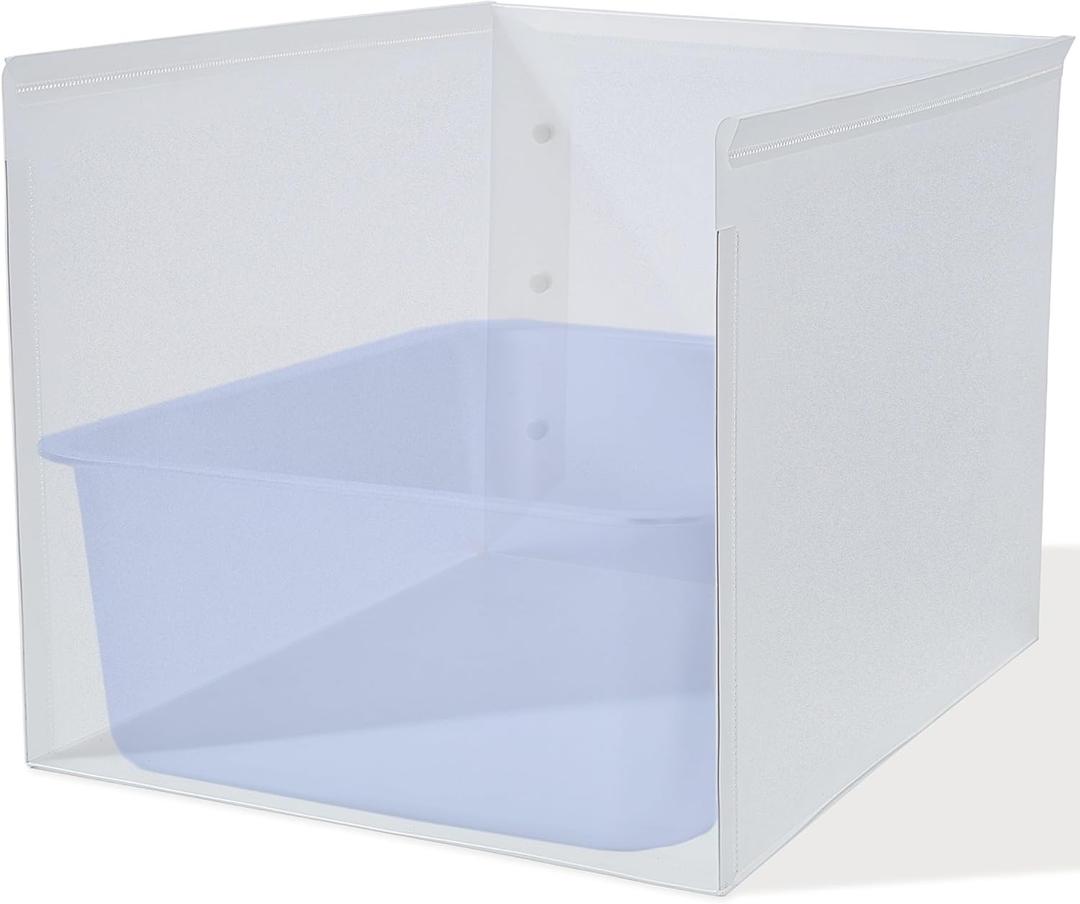 Large (17.7" Lx13.8" Wx13.8" H) White Classic Cat Litter Box Pee Shields Waterproof, Foldable Easy Clean Pet Cat/Kitty/Kitten Litter Box Splash Guard (Without Pan)