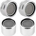 iFealClear 4 Pack Faucet Aerator, Stainless Steel Kitchen Sink Faucet Aerator Adapter with Metal Shell, Male and Female Thread Water-conserving Bathroom Filter with Gasket, Chrome