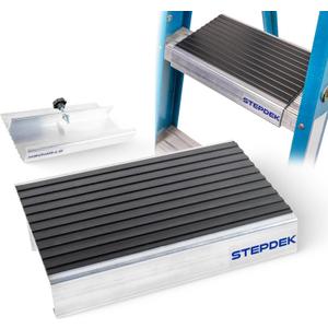 StepDek Aluminum Step Ladder Platform Attachment - Anti-Slip Ladder Work Platform Accessories for Stabilizer - Compact, Lightweight, Rubberized Non-Slip Grip Pad for Painters, Electricians & DIY