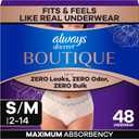 Always Discreet Boutique Incontinence and Postpartum Underwear for Women, Maximum Protection, Small/Medium, Rosy, 48 Count (4 Packs of 12)