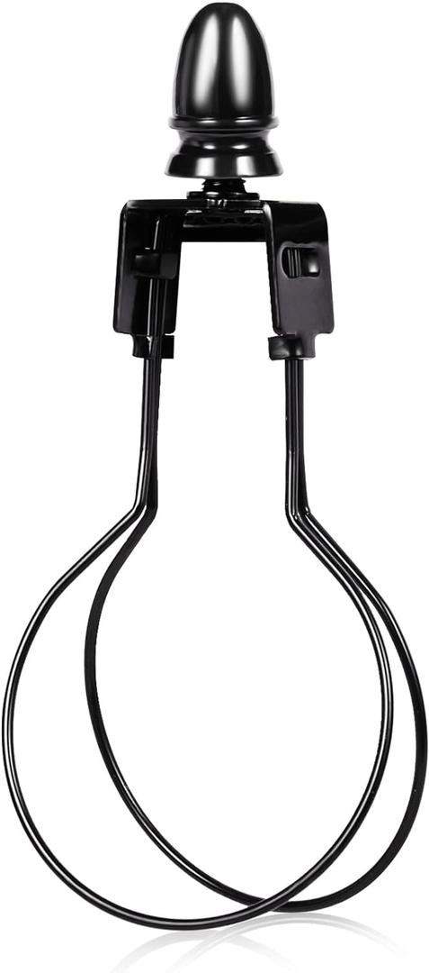Lamp Shade Harp Holder Adapter kit - Clip on Lampshade Light Bulb With Shade Attaching Finials Support Fitter Parts Converter(1 Pack, Black)