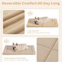 MADE 4 PETS Dog Crate Pad Bed for Medium Large Dogs, Washable & Reversible, Anti-Slip Kennel Mat for Cozy Sleeping, Soft Fluffy Dog Bed for Indoor & Outdoor Use, 35"x23", Khaki