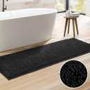 HOMEIDEAS Bathroom Rug Runner Black 20x60 inch, Ultra Soft and Absorbent Non-Slip Long Bath Rug, Thick Chenille Plush Machine Washable Shower Floor Carpet (1'8" x 5' (Runner))