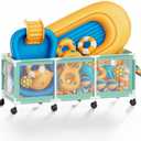 365 Gallon 103" L Extra Large Swimming Pool Storage Bin, Pool Noodles Holder, Toys, Floats, Balls and Floats Equipment Mesh Rolling Storage Organizer Bin, 103" Lx32 Wx35 H (Mint)