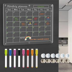 Magnetic Acrylic Calendar for Fridge,1 Pack 11"x15" Clear Fridge Calendar Dry Erase Magnetic Planning Boards Set(Monthly Planner_1)