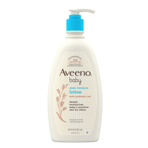Aveeno Baby Daily Moisture Body Lotion for Sensitive Skin, Hypoallergenic Moisturizing Baby Lotion with Nourishing Oat to Deeply Moisturize Baby's Skin, Fragrance-Free, 18 fl. oz