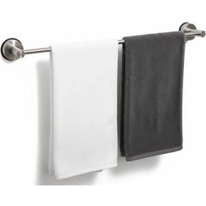 Suction Cup Towel Bar 17-28 Inch Adjustable Retractable Stainless Steel Towel Rack for Bathroom, RV & Renters - No Drill Heavy Duty Wall Mounted Holder, Removable for Glass & Tile (1, Silver)