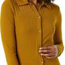 Amazon Essentials womens Wide Rib Long Sleeve Button-up Collared Cardigan (Pants Sold Separately) (XX-Large, Brown)