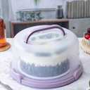 10in Plastic Cake Carrier with Handle, Round Cake Holder with Lid Pink Cake Container for 6in/8in/10in Cake(Purple)