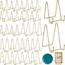Hoteam 20 Pack Plate Stands for Display, 10 Pcs 4 Inch Metal Frame Plate Holder Display Stand and 10 Pcs 6 Inch Easel Rack for Pictures Photo Decorative Dish Collectibles Tabletop Art(Gold)