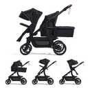 Momcozy ChangeGo Baby Stroller, Convertible Single-to-Double-to-Wagon Stroller with 23 Configurations, Bassinet, Seat Included, Large PU Wheels, All-Wheel Suspension  Extendable UPF50+ Canopy (Black)