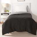 Amazon Basics Comforter Blanket Twin/Twin XL, Reversible Lightweight Microfiber All Season Blanket, Black/Grey