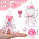 48 Pcs 4.7 Inches Baby Shower Bear Bottles Bulk Mini Clear Milk Plastic Bear Candy Bottles with Ribbon Artificial Roses for Baby Shower Favor Gift Newborn Party Decor(Pink)
