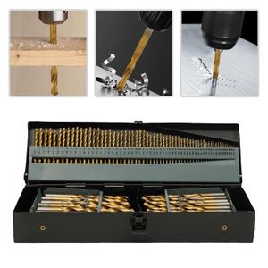 Drill Bits, 115 Piece Set, Cobalt Drill Bit Set, 4241 Cobalt Steel and Iron Drill Bits Durable Round Shank Drill Sets, Letter A - Z, Wire #1 - #60 with Storage Case,Drill Bit Set,Cobalt Steel Steel