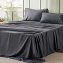 Bedsure Queen Sheet Set - 4 Pieces Soft Queen Size Sheets - Breathable & Cooling - Hotel Luxury - Easy Care Polyester Microfiber Bedding for Women, Men, Dark Grey