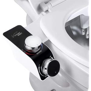 ANALIM Bidet Attachment for Toilet Seat, Non-Electric Bidet Hot and Cold Fresh Water for Frontal & Rear Wash with Self-cleaning Dual Nozzles and Adjustable Pressure Control