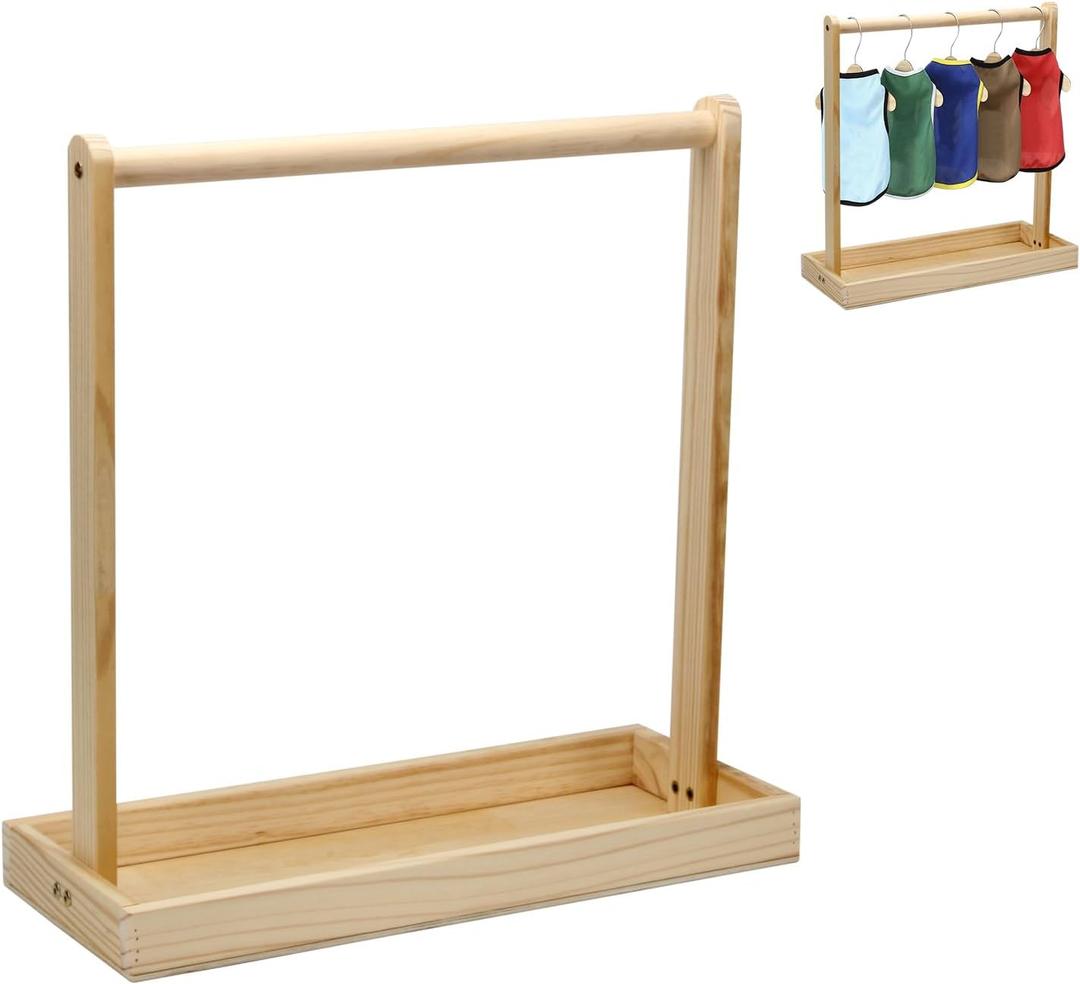 Wooden Baby Clothing Rack for Toddler, Baby Shower Crate Closet, Baby Storage Crate with Hangers, Pets Clothes Rack with Storage Box & Hanging Rod for Dogs Cats, Newborn Gifts Basket for Boys Girls