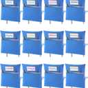 Sanwuta Set of 24 Chair Pockets for Classrooms - 19 x 17 Inch Student Chair Pockets with Name Tag Classroom Seat Organizer for Kindergarten Primary School Home (Blue)