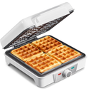Belgian Waffle Maker 4 Slices, 1200W Waffle Iron, Anti-Overflow Waffle Iron with Browning Knob, Nonstick Plates, Indicator Lights, Silver/Black (White)