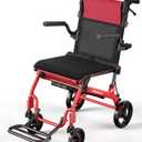 Transport Wheelchairs for Adults Lightweight Foldable Transport Chair with Telescopic Handle, Portable Folding Travel Transfer Wheel Chairs for Seniors