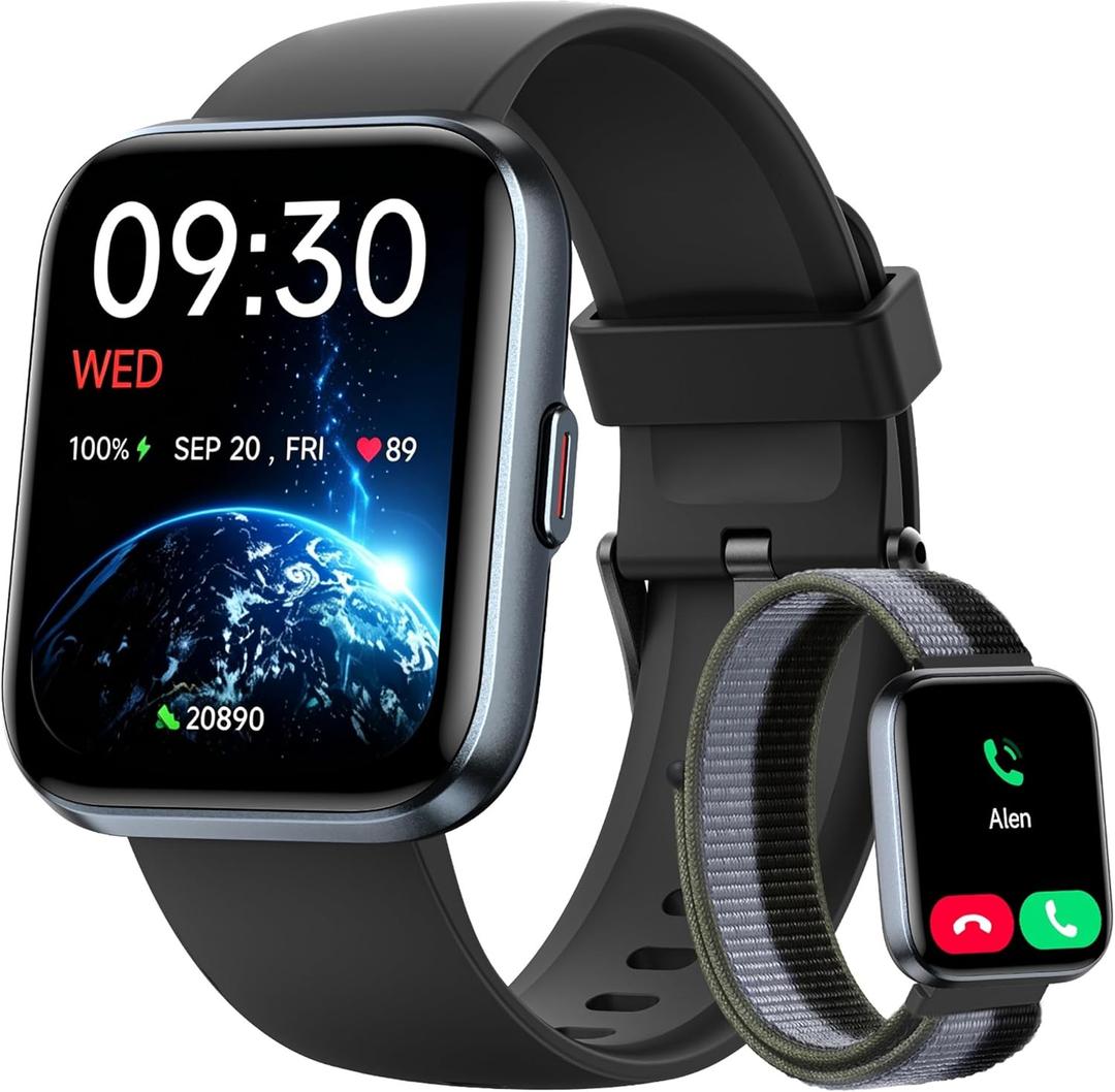 Woneligo Smart Watch for Women, Answer/Make Calls, Alexa Built-in, 1.85" Touch Screen Fitness Tracker for Android & iPhone, Heart Rate/Sleep/SpO2 Monitor Smartwatch, Waterproof (Black)