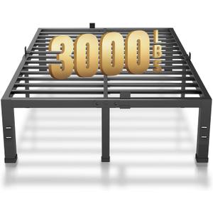 MAF 14 Inch California King Bed Frame No Box Spring Needed Heavy Duty Platform Cal King Bed Frame with Steel Slat Support 3000 LBS Noise Free Black Bed Frame Cali King