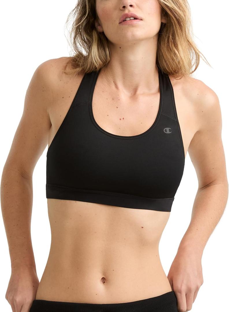 Champion Women's Sports Bra, High-Impact Compression, Moisture-Wicking Fabric (Black, M)