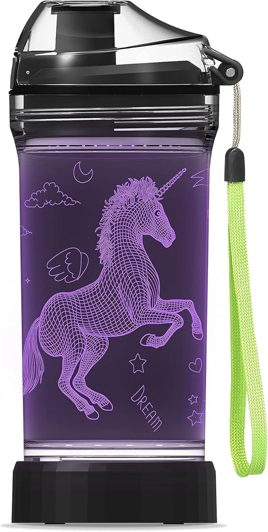 YuanDian Light Up Kids Water Bottle with 3D LED Light- 14 OZ Tritan BPA Free - 7 Color Light Cool Drinking Cups Gift for School Kids Girl Child (Unicorn) YuanDian Light Up Kids Water Bottle with 3D LED Light- 14 OZ Tritan BPA Free - 7 Color Light Cool Drinking Cups Gift for School Kids Girl Child (Unicorn)