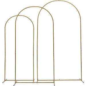 Metal Arch Backdrop Stand Set of 3, Gold Wedding Arch Stand (7.2FT/6.6FT/5.9FT) Arched Backdrop Frame, Balloon Arch Stand for Birthday Party Baby Shower Graduation Ceremony Decoration