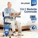 M77 Bedside Commode, Drop Arm Portable Toilet for Adults Seniors