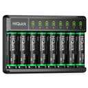 Rechargeable AA Batteries with Charger, HiQuick 2800mAh High Capacity Double A Batteries 8 Counts with 8 Bay AA AAA Smart Battery Charger for Ni-MH Ni-CD, Fast Charging