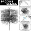 Wire Chimney Cleaning Brush with 1/4 Npt Fitting, Long Tent Wood Burning Stove Pipe Cleaning Brush with 12 Flexible Rods and 6'' Brush Heads for Hearth Fireplace