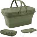 TREKOLOGY 16L Collapsible Picnic Basket with Handles & Lid as Stand Up Table - Foldable, Lightweight, Water-Proof & Leak-Proof - 3-in-1 Rectangle Bucket for Picnics, Camping, Travelling and Road Trips