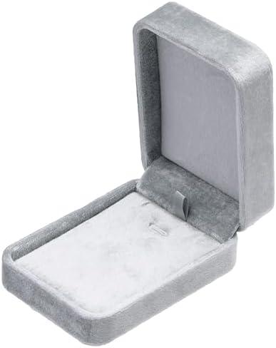 Giftop Classic Velvet Jewelry Gift Box Case for Necklace Pendant (Grey)