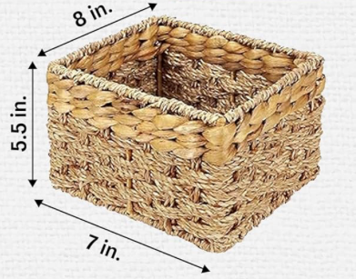 Seagrass and Hyacinth Nesting Wicker Basket, Multi-Size, 1 pack, Natural Woven Storage Baskets for Organizing Living Room, Shelves, Closet 