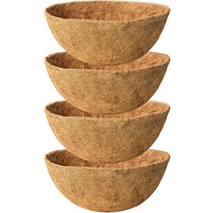 4 Pack 14 Inch Coconut Coir for Plants Natural Coco Fiber Liners for Hanging Planters Flower Basket Replacement Coco Coir Pots Liner for Outside Garden Plants Vegetables Herbs