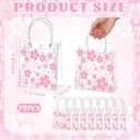 Tioncy 24 Pcs Cherry Blossom Clear PVC Gift Bags with Handle Transparent Sakura Goodie Treat Bags Cherry Blossom Party Favor Return Gift Wrap Tote for Snack Wedding Birthday Supplies, 8 x 8 x 3.15''