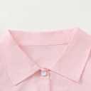 Hilinker Girls Button Down Short Sleeve Shirt Cute Summer Cotton Crop Tops Tie Front Blouse Pink 7-8 Years (Pink)