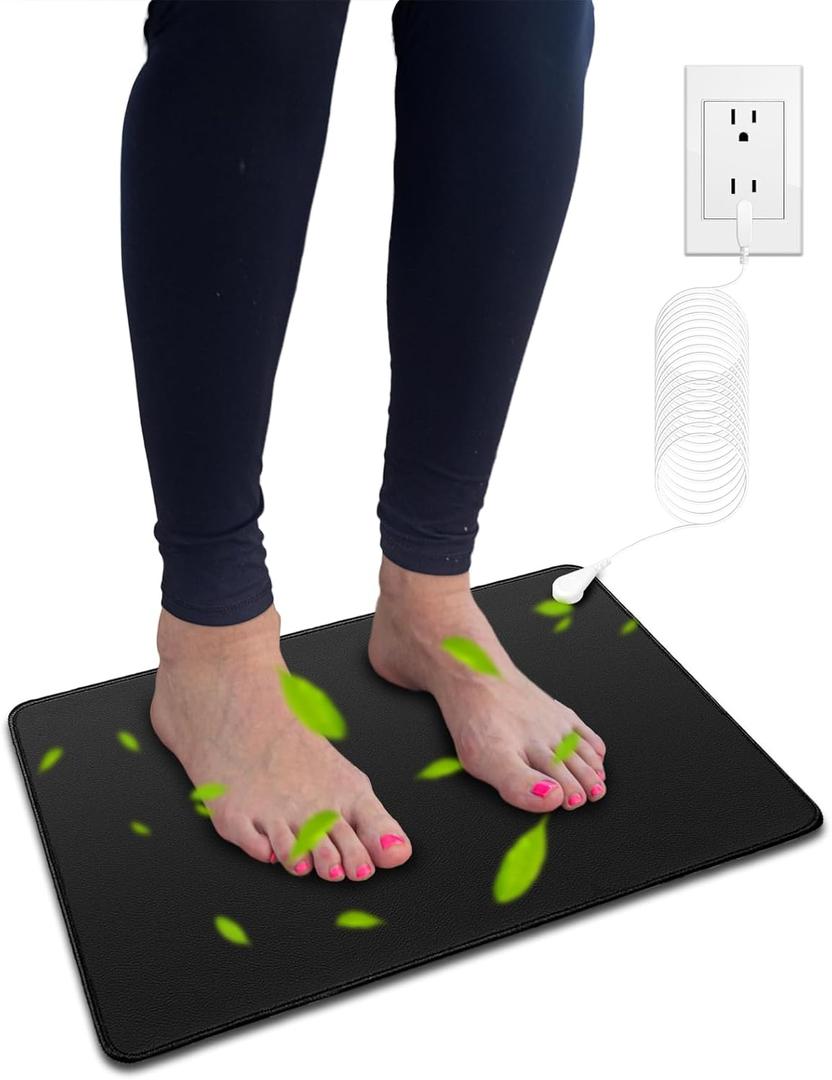 Grounding Mat Kit, 15ft Grounding Cord, Use for Ground Foot Mats, Computer Mat, Sleep Mat, Pet,Soft & Cozy, Home Use (23.6" x 13")
