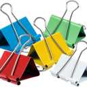 1InTheOffice Large Binder Clips Colored, 2" Size with 1" Capacity -12 Clips