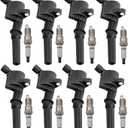 Ignition Coil Pack Iridium Spark Plug Pack DG508 Set of 8 Compatible with Ford Lincoln Mercury F150 F250 F350 E150 E250 Expedition Mustang Lincoln 4.6L 5.4L