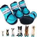 Dog Shoes for Small, Medium and Large Dogs - Waterproof for Rainy Days, Fit for Winter Snow and Hot Summer Roads, with Anti-Slip Soles for Indoor Hard Floors (Blue, Size 5)