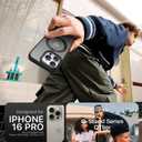 QTlier case for iPhone 16pro, 360 Rotatable Ring Stand, Raised Camera Frame, Shockproof with MagSafe Black