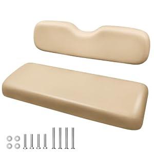 NOKINS Golf Cart Rear Seat Replacement Cushion, Universal Back Seat Cushions for Yamaha/ EZGO TXT/ RXV/ Club Car Precedent/ DS, Waterproof Vinyl Leather & Memory Foam, Buff