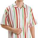 BRISIRA Mens Christmas Shirt Santa Claus Hawaiian Ugly Collared Short Sleeve Printed Button Party Casual Regular Fit S - 6XL