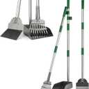 Pooper Scooper, Long Handle Dog Pooper Scooper, Heavy Duty Stainless Steel Rake with Tray & Spade Set for Pet Waste Removal, for Grass, Dirt or Gravel - Green