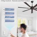 ZMISHIBO 60 Ceiling Fans No Light with Remote, Bronze Farmhouse Ceiling Fan Without Light, Quiet Reversible DC Motor 6 Speeds, 7 Blades Indoor/Outdoor Ceiling Fan for Living Room Bedroom Patio Garage