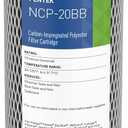 Pentair Pentek NCP-20BB Big Blue Carbon Water Filter, 20-Inch, Whole House Non-Cellulose Carbon Impregnated Pleated Filter Cartridge, 20" x 4.5", 10 Micron
