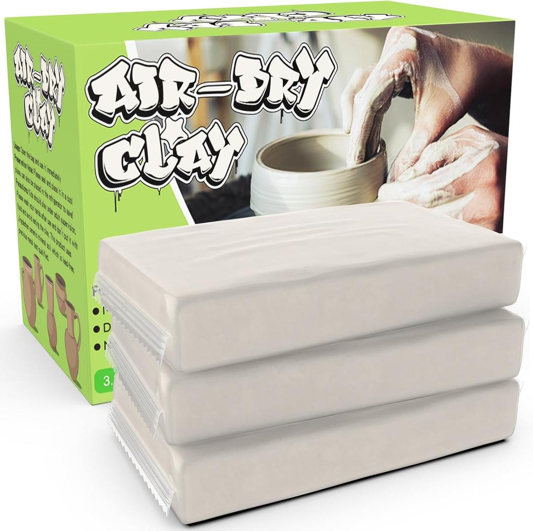 Premium Air Dry Clay for Kids - Natural Modeling Pottery Clay for Wheel, 3.3lbs Kids Arts & Crafts Supplies for School Classrooms, Easter Gifts Toy for Kid, White