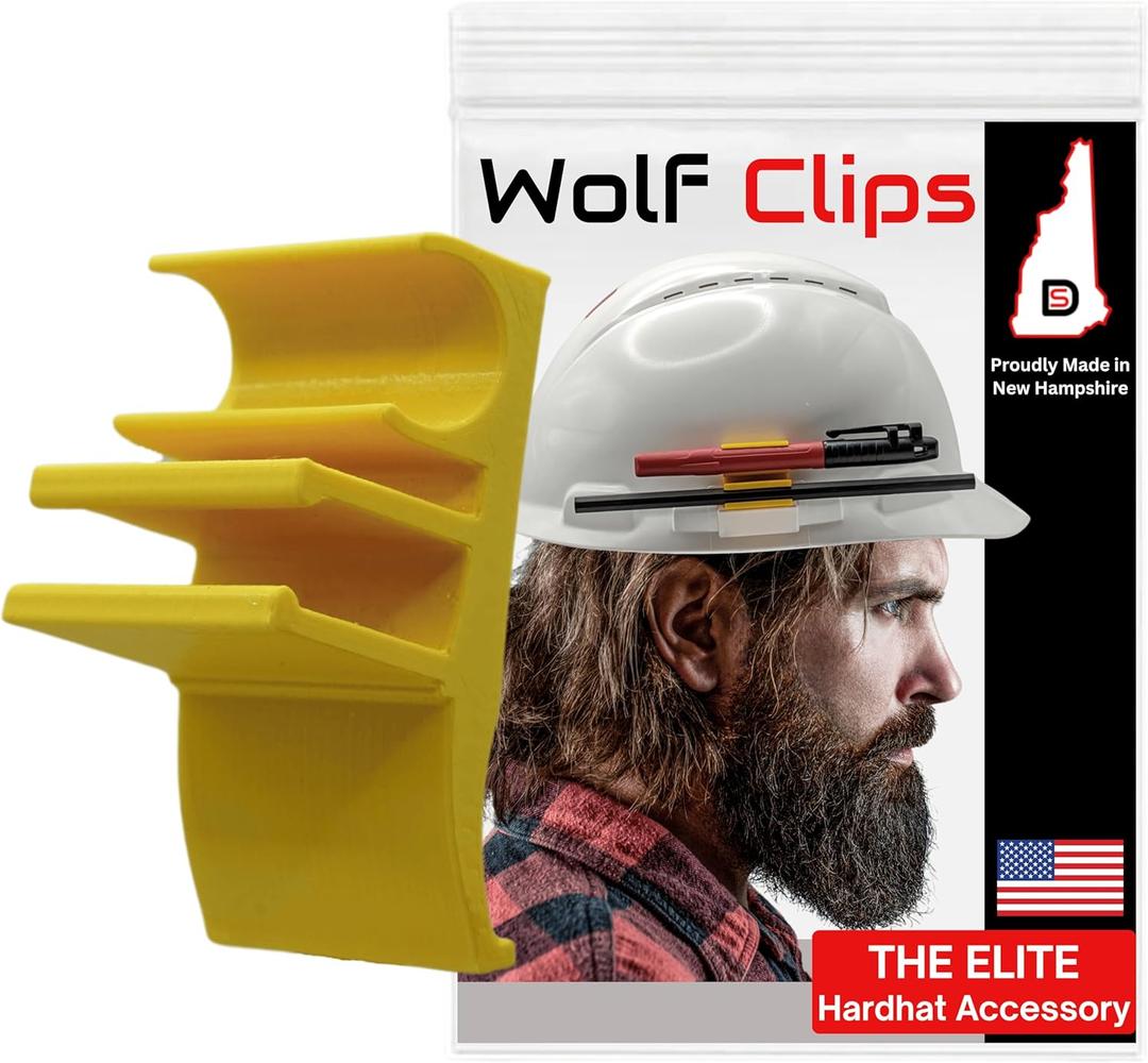 Diligence, Wolf Clips, Hard Hat Accessory, Marker & Carpenter's Pencil, Yellow